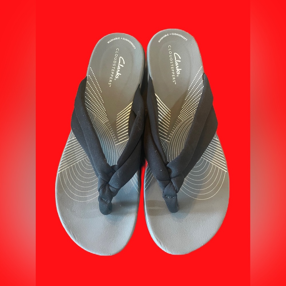 Clarks Arla Glison Cloudsteppers Black and Gray Sandals